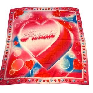 Parade Pop Art Like Design Scarf With Candy Hearts Bubbles